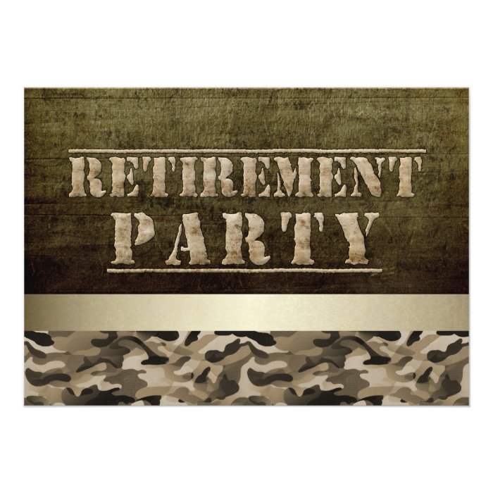 Military Fatigues Retirement Party Custom Invites