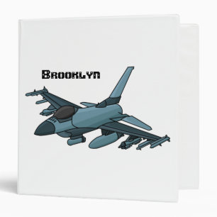 Military fighter jet plane cartoon 3 ring binder
