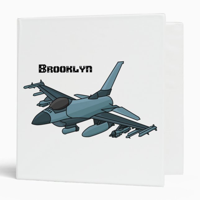 Military fighter jet plane cartoon 3 ring binder (Front/Inside)