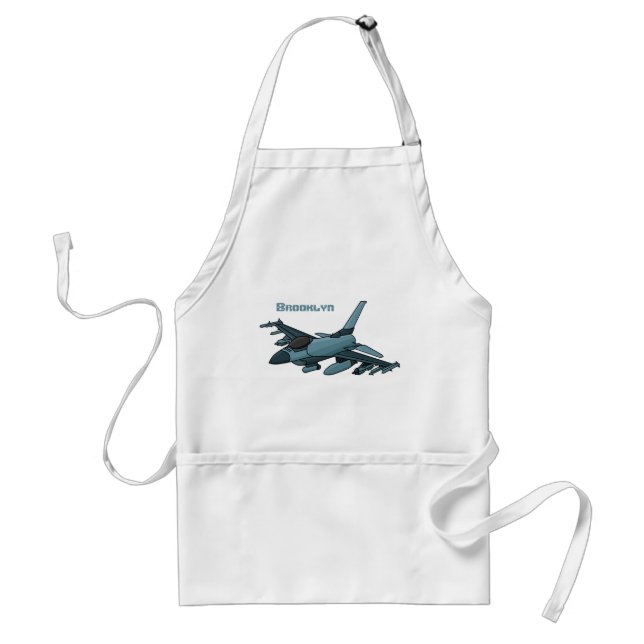 Military fighter jet plane cartoon adult apron (Front)