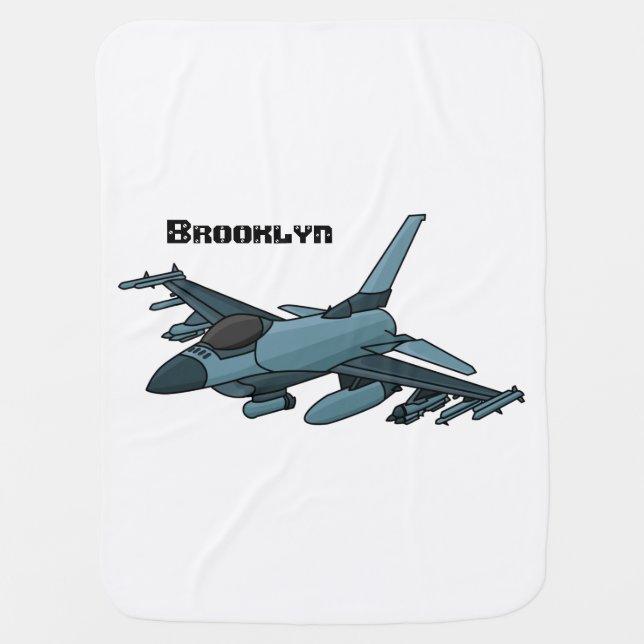 Military fighter jet plane cartoon baby blanket (Front)