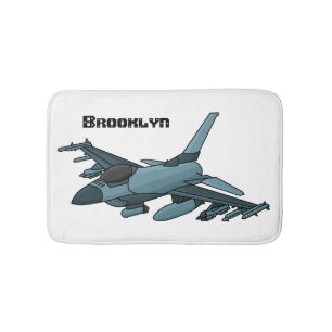 Military fighter jet plane cartoon bath mat
