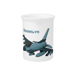 Military fighter jet plane cartoon  beverage pitcher