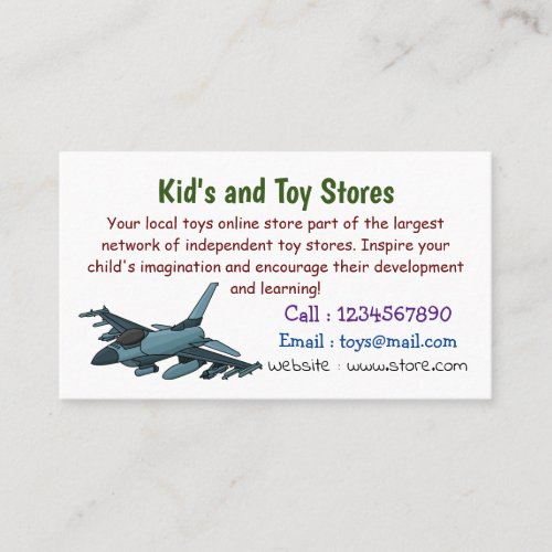 Military fighter jet plane cartoon business card
