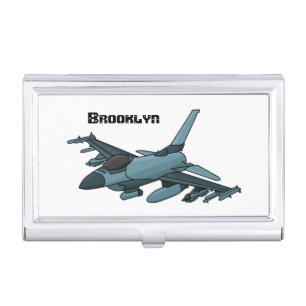 Military fighter jet plane cartoon business card case
