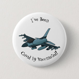 Military fighter jet plane cartoon button