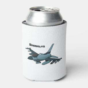 Military fighter jet plane cartoon can cooler