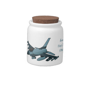 Military fighter jet plane cartoon candy jar