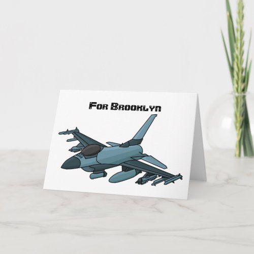 Military fighter jet plane cartoon card