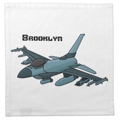 Military fighter jet plane cartoon  cloth napkin