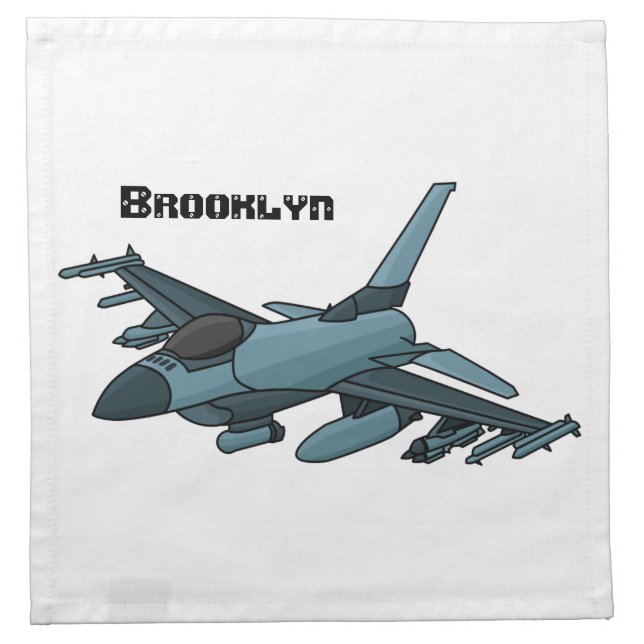 Military fighter jet plane cartoon  cloth napkin (Front)