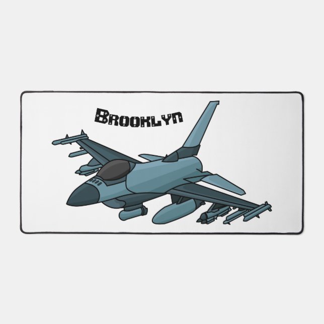 Military fighter jet plane cartoon  desk mat (Front)