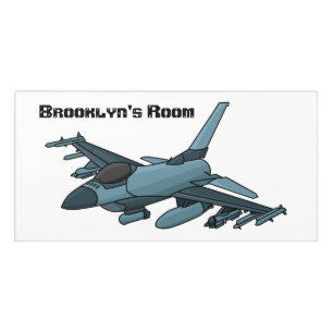 Military fighter jet plane cartoon door sign