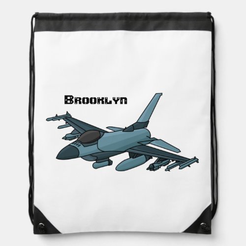 Military fighter jet plane cartoon drawstring bag