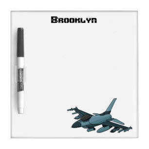 Military fighter jet plane cartoon dry erase board