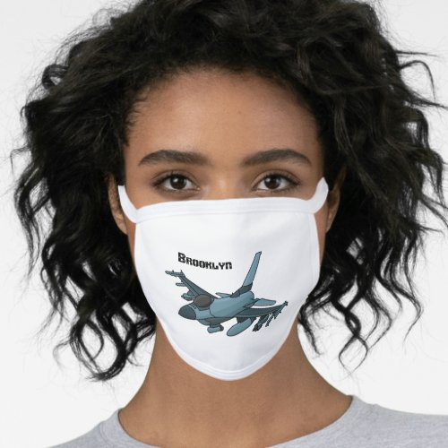 Military fighter jet plane cartoon face mask