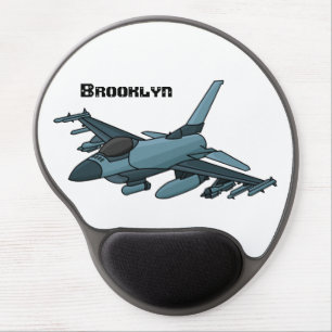 Military fighter jet plane cartoon gel mouse pad