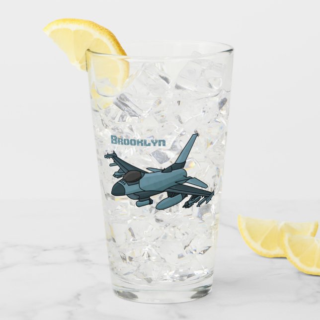 Military fighter jet plane cartoon glass (Front Ice)