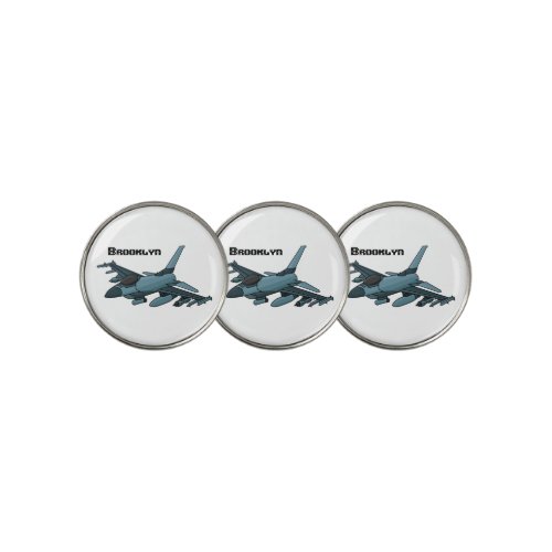 Military fighter jet plane cartoon golf ball marker