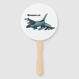 Military fighter jet plane cartoon hand fan