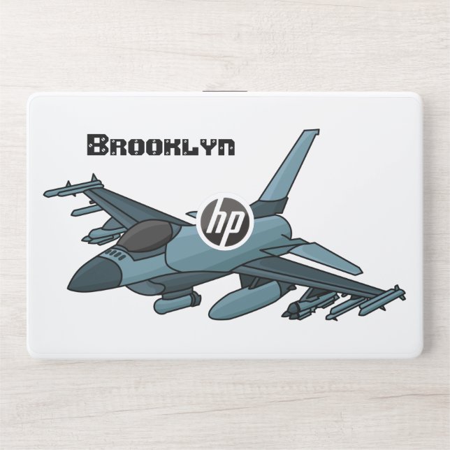 Military fighter jet plane cartoon HP laptop skin (Front)