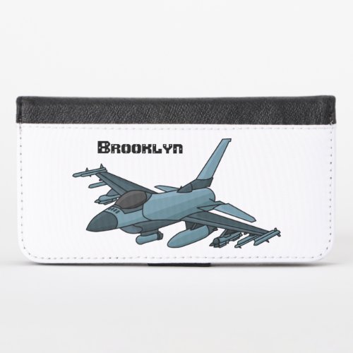 Military fighter jet plane cartoon iPhone x wallet case