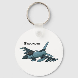 Military fighter jet plane cartoon keychain