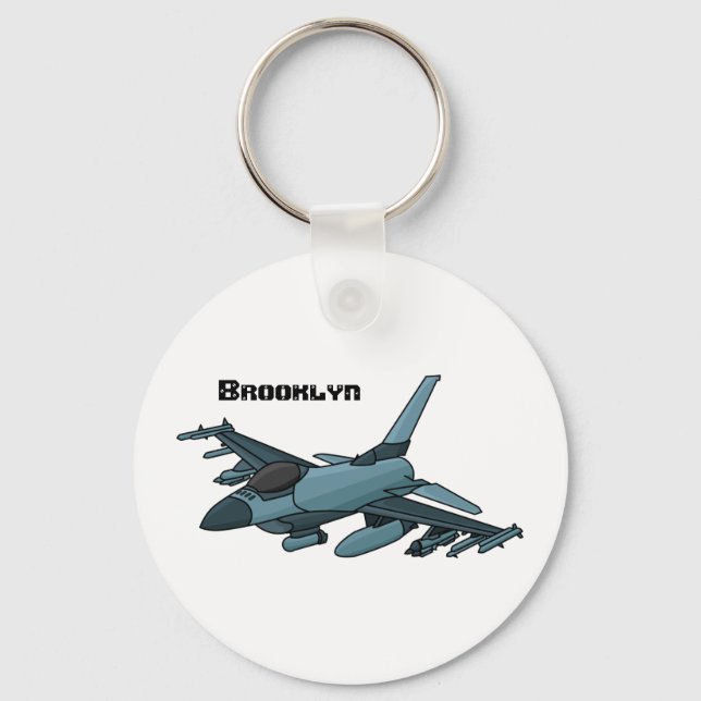 Military fighter jet plane cartoon  keychain (Front)