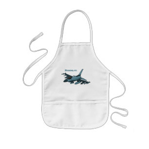 Military fighter jet plane cartoon kids' apron