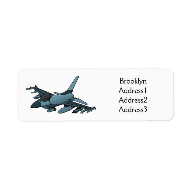 Military fighter jet plane cartoon label (Front)