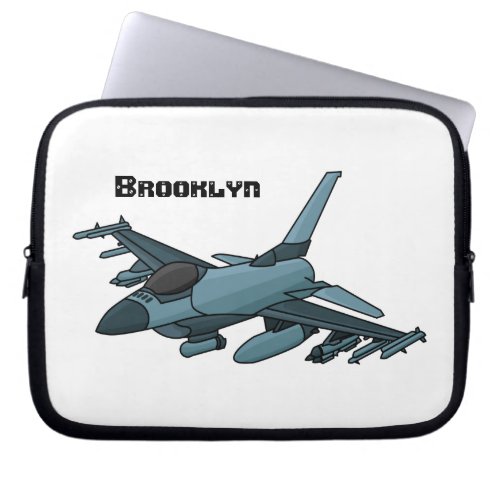 Military fighter jet plane cartoon laptop sleeve