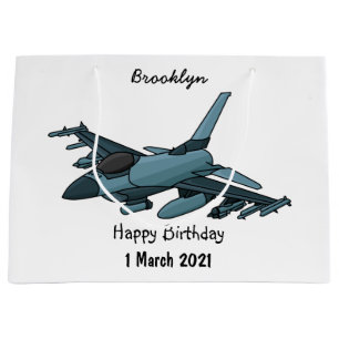 Military fighter jet plane cartoon large gift bag