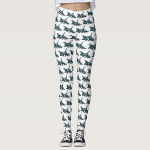 Military fighter jet plane cartoon leggings