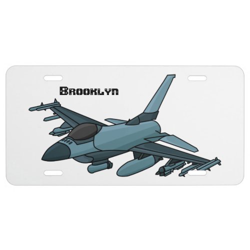 Military fighter jet plane cartoon license plate