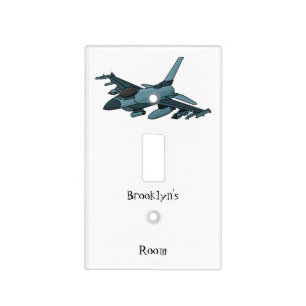Military fighter jet plane cartoon light switch cover