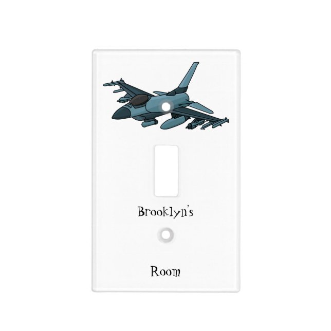 Military fighter jet plane cartoon light switch cover (Front)