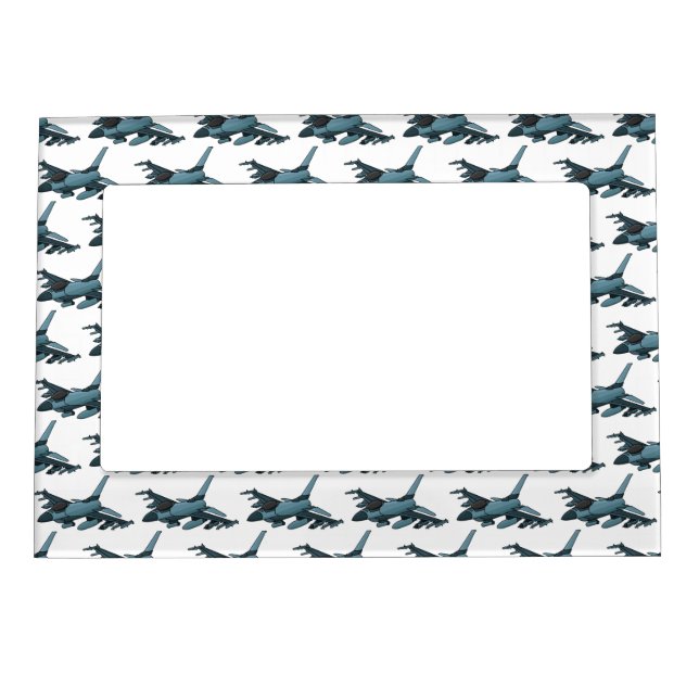 Military fighter jet plane cartoon magnetic frame (Front)