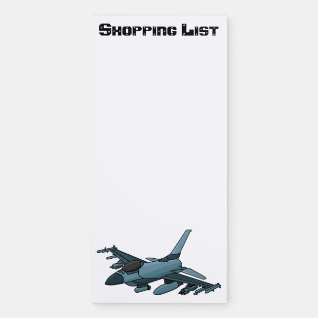 Military fighter jet plane cartoon magnetic notepad (Front)