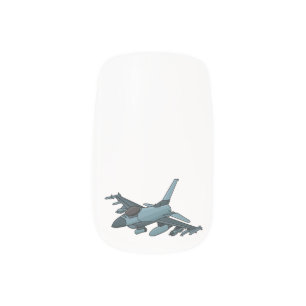 Military fighter jet plane cartoon minx nail art
