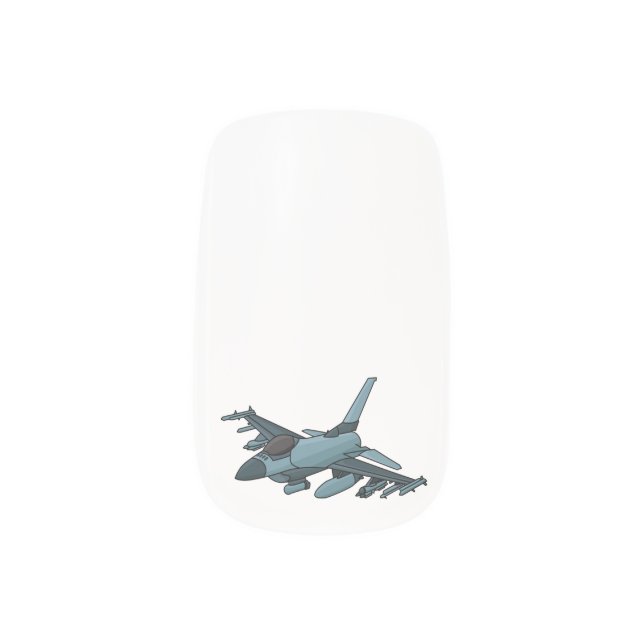 Military fighter jet plane cartoon minx nail art (Left Thumb)