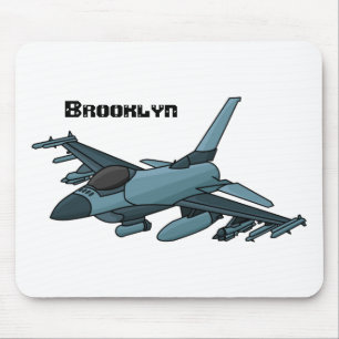 Military fighter jet plane cartoon mouse pad