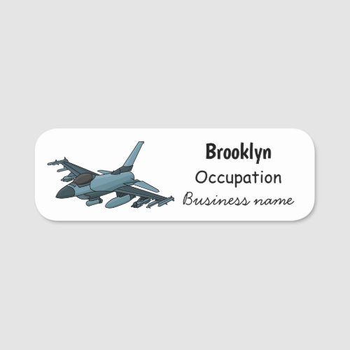 Military fighter jet plane cartoon name tag
