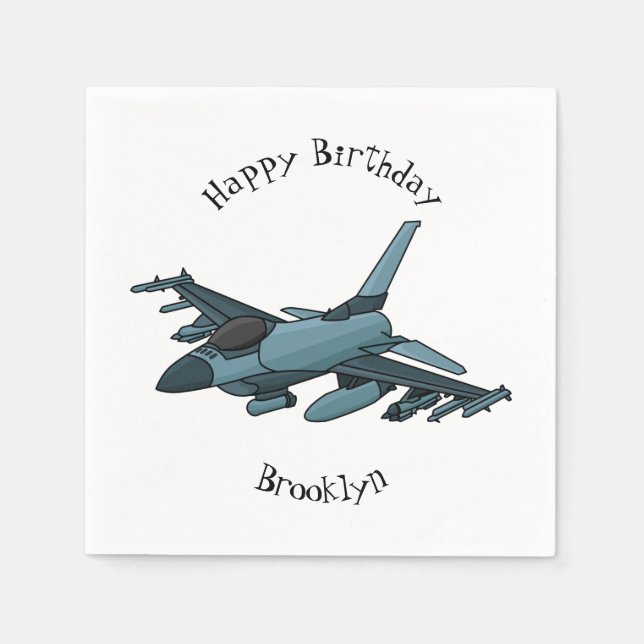 Military fighter jet plane cartoon napkins (Front)