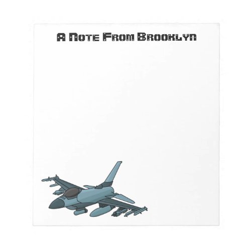 Military fighter jet plane cartoon notepad