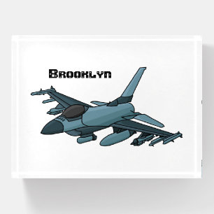 Military fighter jet plane cartoon paperweight