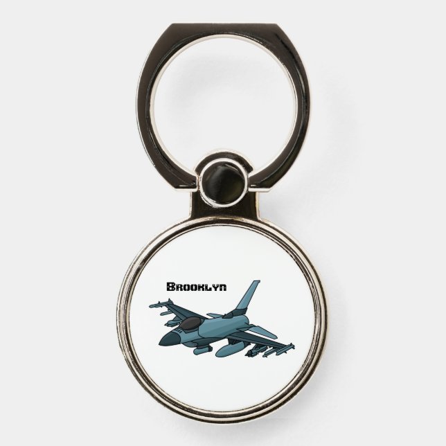 Military fighter jet plane cartoon phone ring stand (Front)