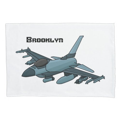 Military fighter jet plane cartoon pillow case