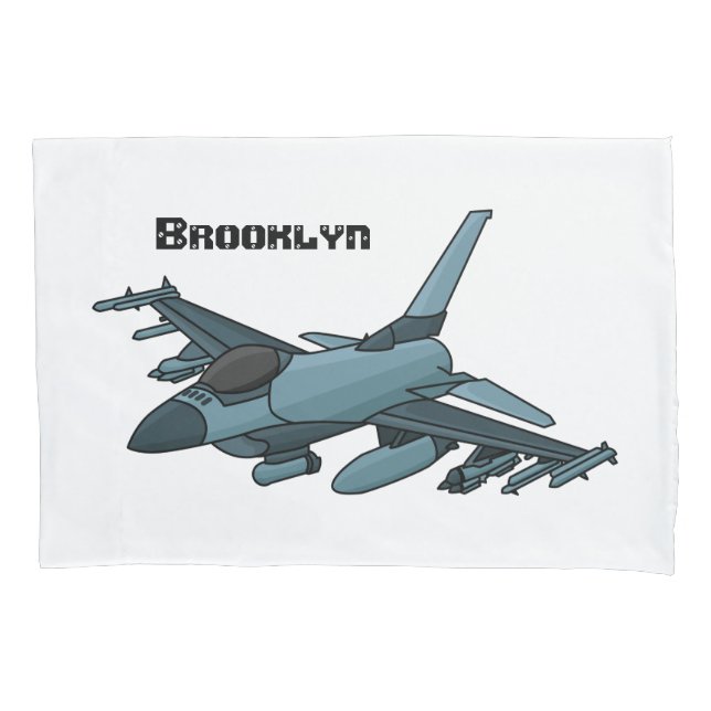 Military fighter jet plane cartoon pillow case (Front)