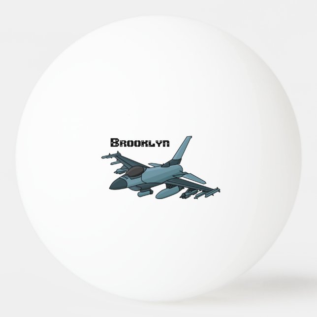 Military fighter jet plane cartoon ping pong ball (Front)