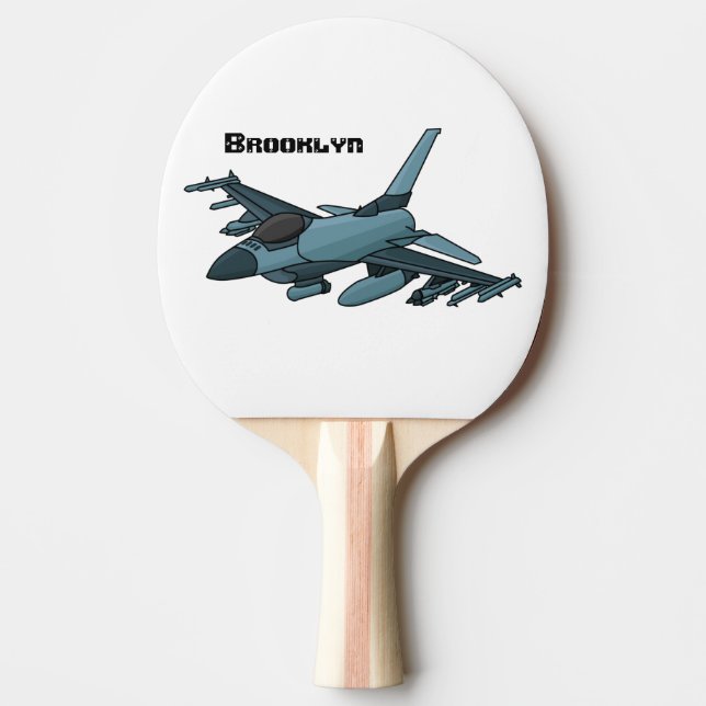 Military fighter jet plane cartoon ping pong paddle (Front)